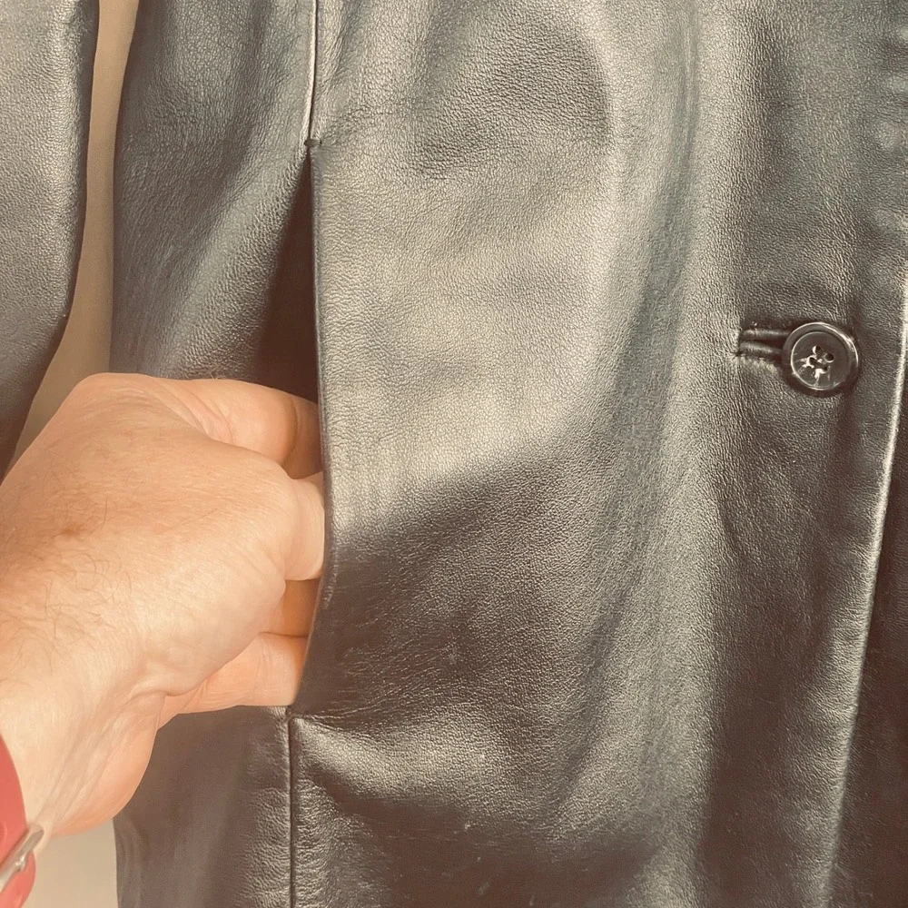 Vintage Y2K Leather Indie Chic Jacket Small Cyber Punk Matrix Urban 70s Trench